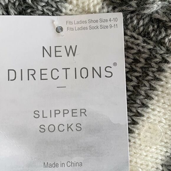 New Directions Slipper Socks Faux Fur Lined Gray - Picture 4 of 5
